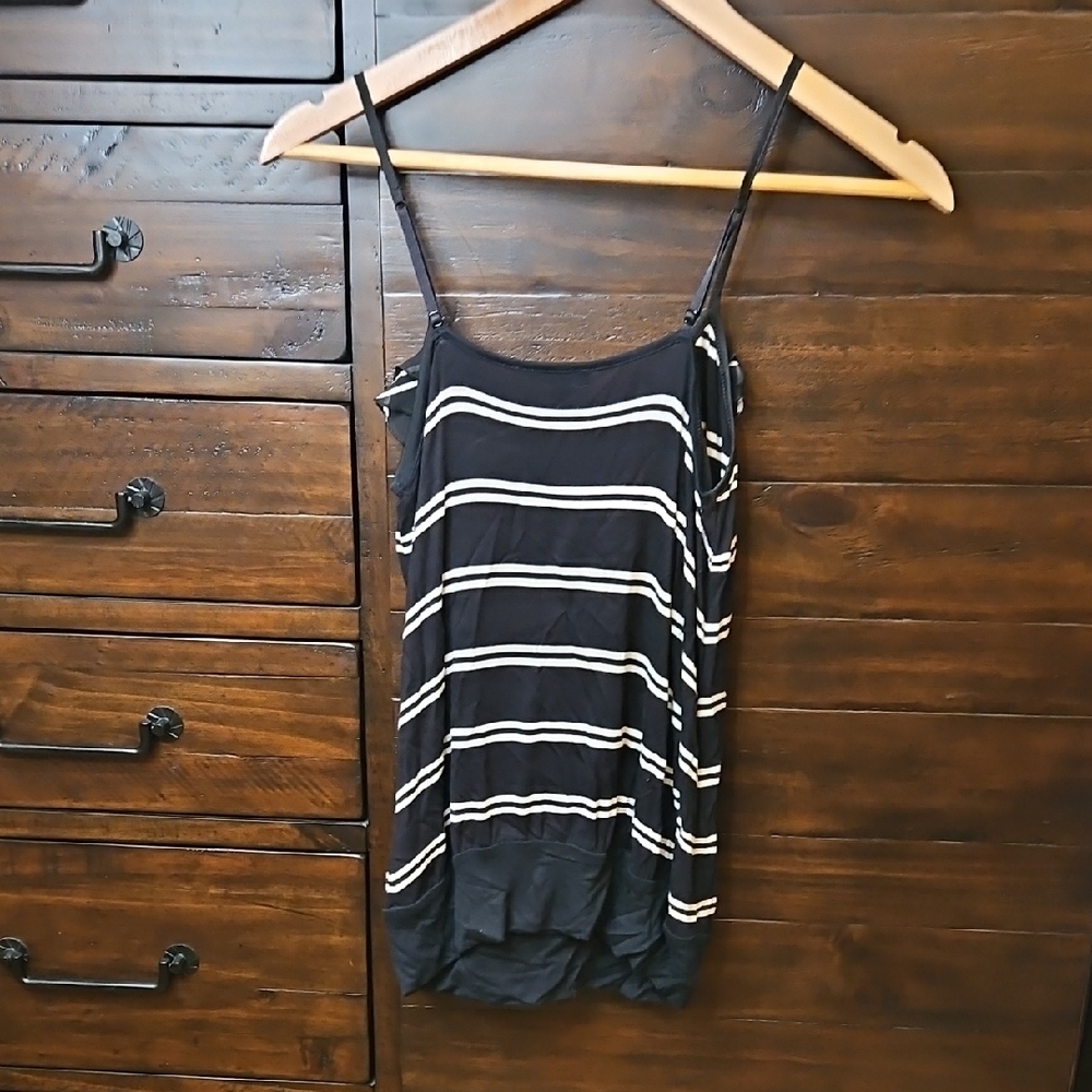 Express Black & White Striped Ruffle Cami - Picture 3 of 4